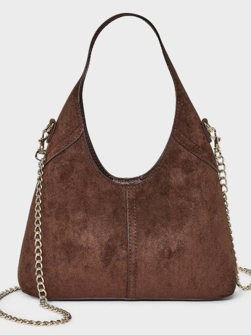 Universal Thread Brown Suede Shoulder Bag with Gold Chain